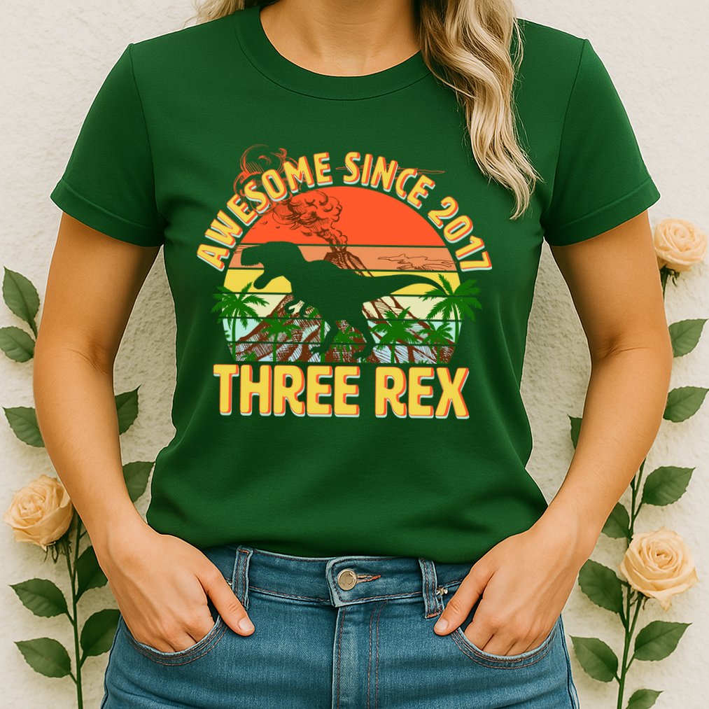 Vintage Awesome Since 2017 3rd Birthday Womens T-Shirt