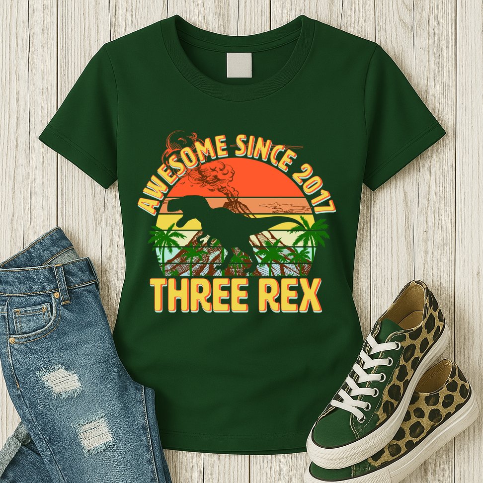 Vintage Awesome Since 2017 3rd Birthday Womens T-Shirt