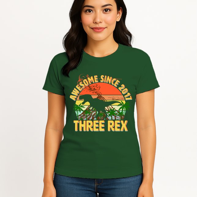 Vintage Awesome Since 2017 3rd Birthday Womens T-Shirt