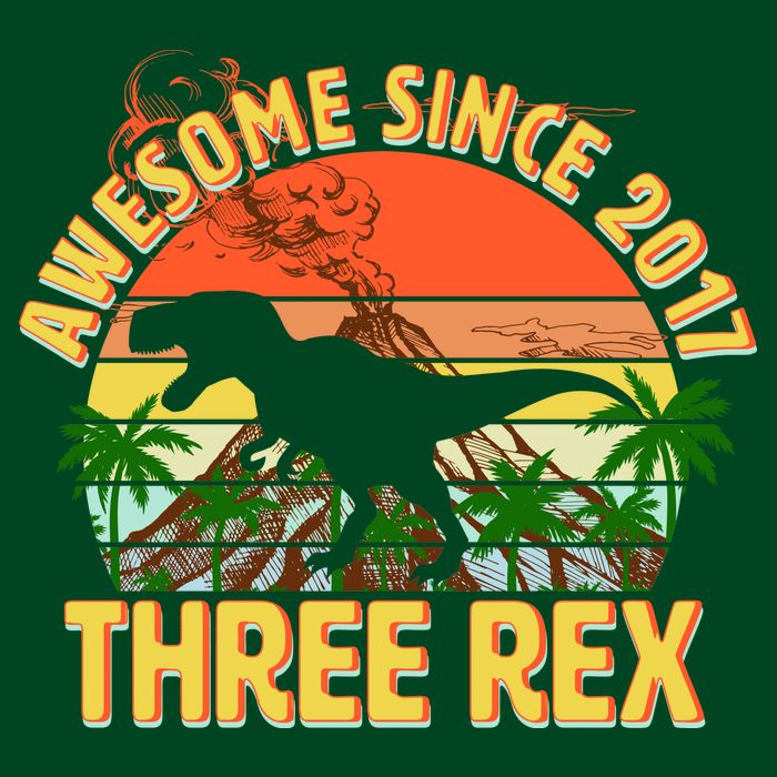 Vintage Awesome Since 2017 3rd Birthday Womens T-Shirt