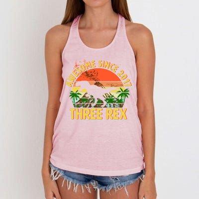 Vintage Awesome Since 2017 3rd Birthday Women's Knotted Racerback Tank