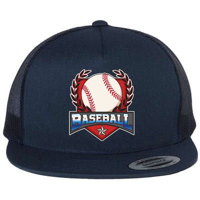 Vintage Baseball Fan Logo Flat Bill Trucker Hat