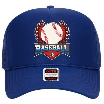 Vintage Baseball Fan Logo High Crown Mesh Back Trucker Hat