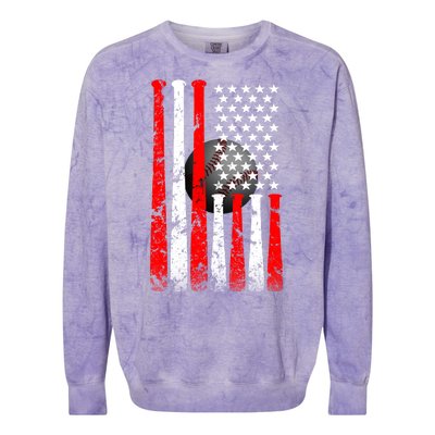 Vintage Baseball Flag Colorblast Crewneck Sweatshirt