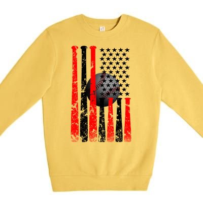 Vintage Baseball Flag Premium Crewneck Sweatshirt