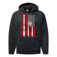 Vintage Baseball Flag Performance Fleece Hoodie