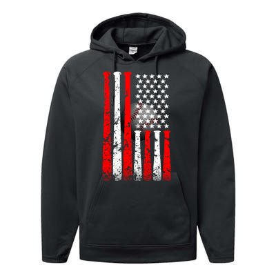 Vintage Baseball Flag Performance Fleece Hoodie