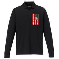 Vintage Baseball Flag Performance Long Sleeve Polo