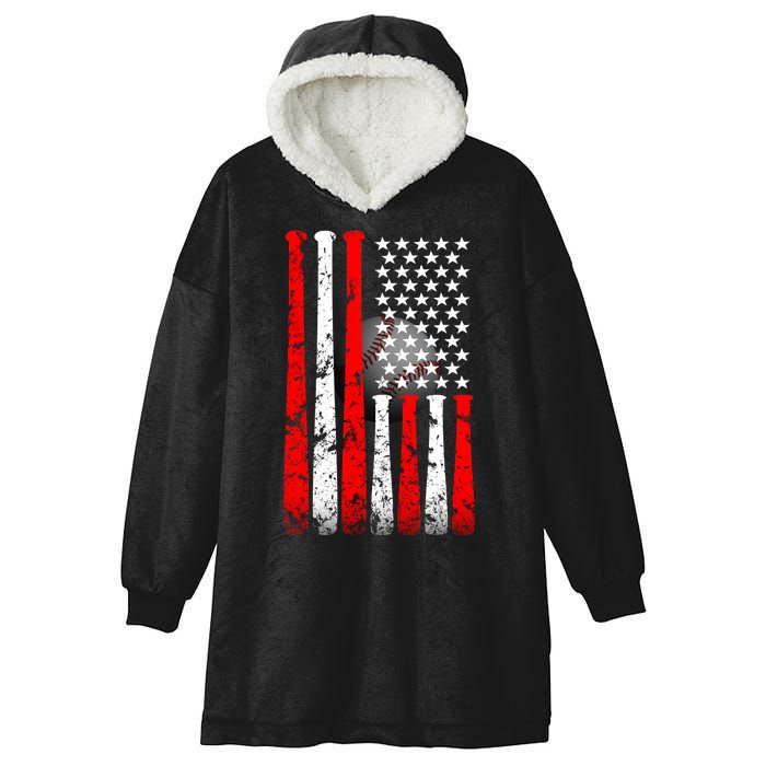 Vintage Baseball Flag Hooded Wearable Blanket