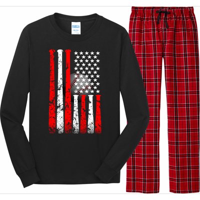 Vintage Baseball Flag Long Sleeve Pajama Set