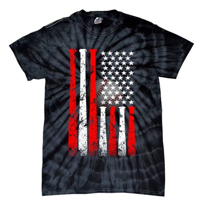 Vintage Baseball Flag Tie-Dye T-Shirt