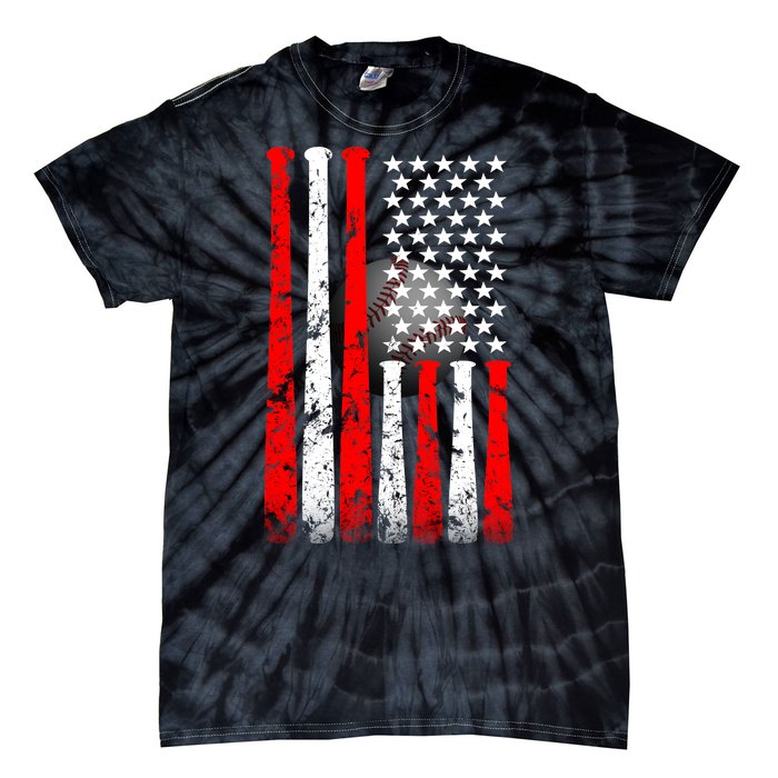 Vintage Baseball Flag Tie-Dye T-Shirt