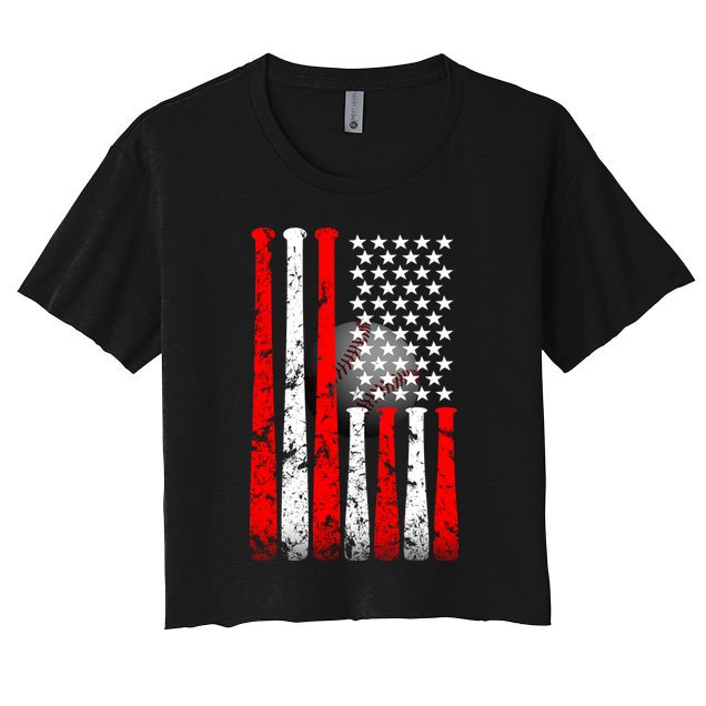 Vintage Baseball Flag Crop Top