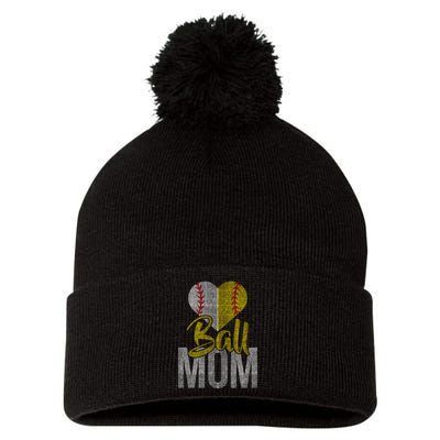 Vintage baseball Mom Pom Pom 12in Knit Beanie