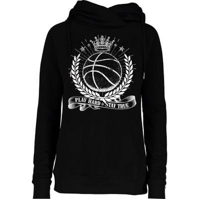 Vintage Basketball Stay True Play Hard Womens Funnel Neck Pullover Hood