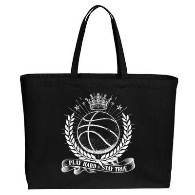 Vintage Basketball Stay True Play Hard Cotton Canvas Jumbo Tote