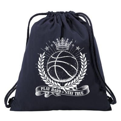 Vintage Basketball Stay True Play Hard Drawstring Bag