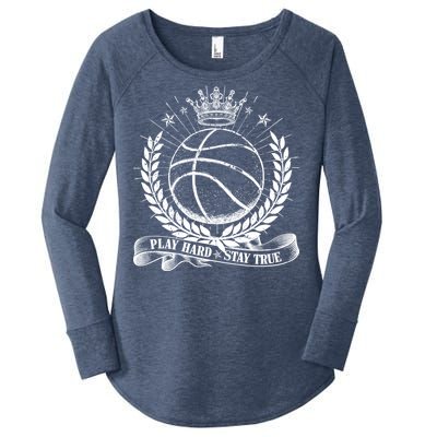 Vintage Basketball Stay True Play Hard Women's Perfect Tri Tunic Long Sleeve Shirt