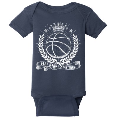 Vintage Basketball Stay True Play Hard Baby Bodysuit