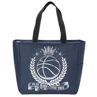 Vintage Basketball Stay True Play Hard Zip Tote Bag