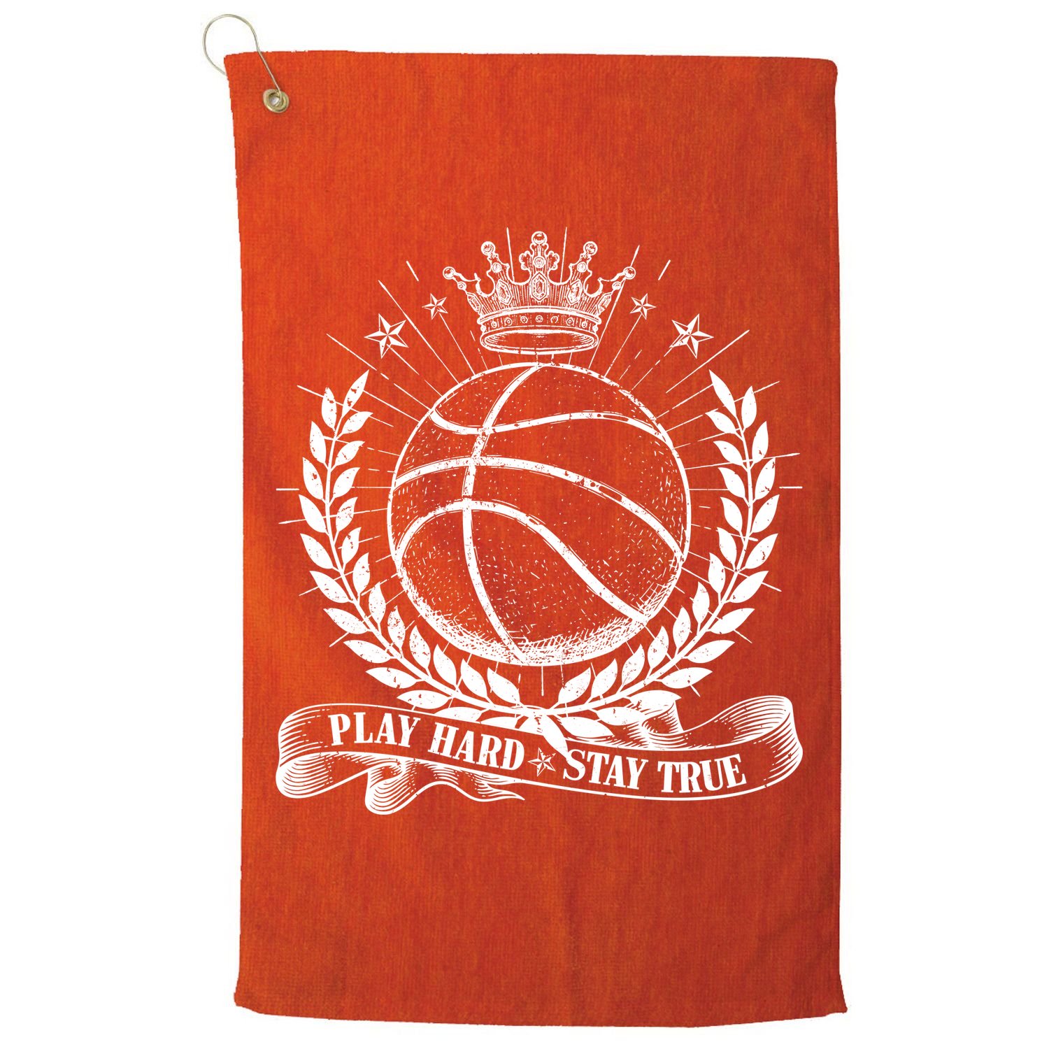 Vintage Basketball Stay True Play Hard Golf Towel