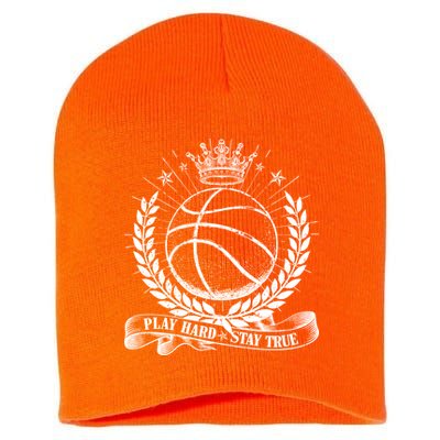 Vintage Basketball Stay True Play Hard Short Acrylic Beanie