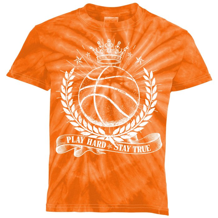 Vintage Basketball Stay True Play Hard Kids Tie-Dye T-Shirt