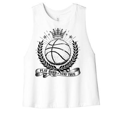 Vintage Basketball Stay True Play Hard Women's Racerback Cropped Tank