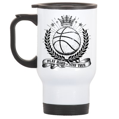 Vintage Basketball Stay True Play Hard Stainless Steel Travel Mug