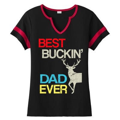 Vintage Best Buckin Dad Hunting Ladies Halftime Notch Neck Tee