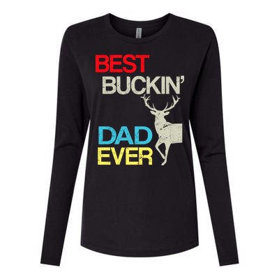 Vintage Best Buckin Dad Hunting Womens Cotton Relaxed Long Sleeve T-Shirt