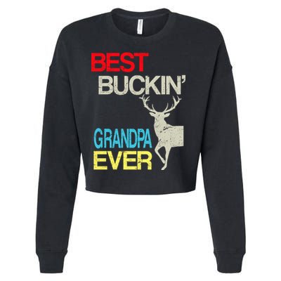 Vintage Best Buckin Grandpa Hunting Cropped Pullover Crew