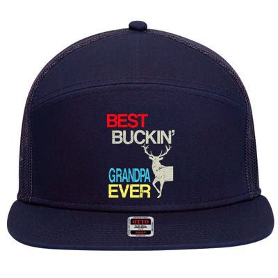 Vintage Best Buckin Grandpa Hunting 7 Panel Mesh Trucker Snapback Hat