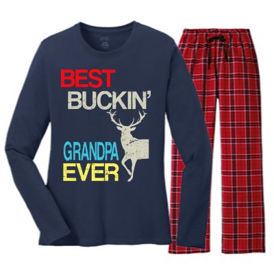 Vintage Best Buckin Grandpa Hunting Women's Long Sleeve Flannel Pajama Set 