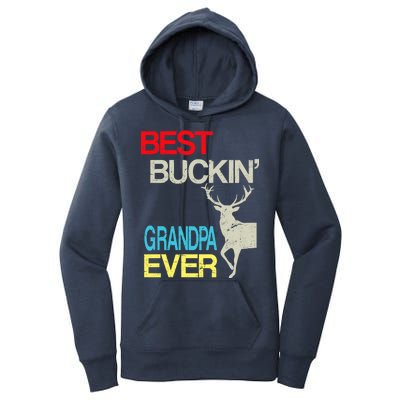 Vintage Best Buckin Grandpa Hunting Women's Pullover Hoodie