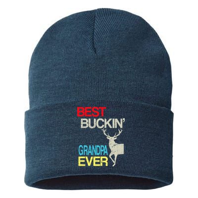 Vintage Best Buckin Grandpa Hunting Sustainable Knit Beanie