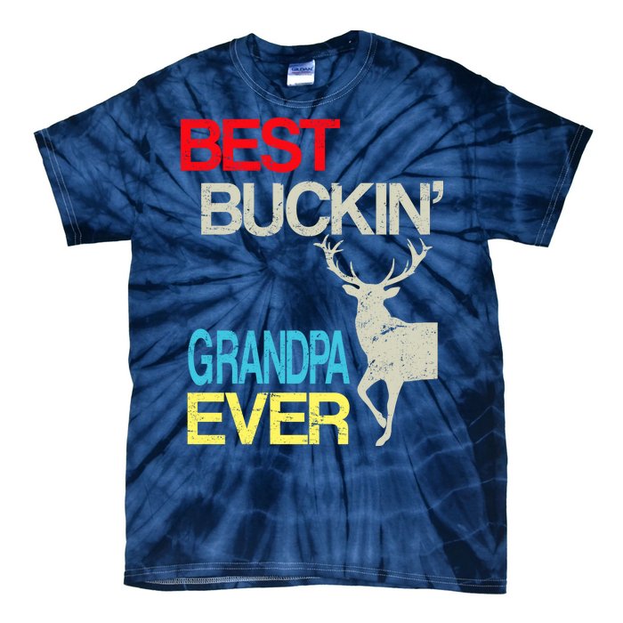 Vintage Best Buckin Grandpa Hunting Tie-Dye T-Shirt