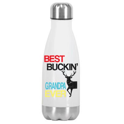 Vintage Best Buckin Grandpa Hunting Stainless Steel Insulated Water Bottle