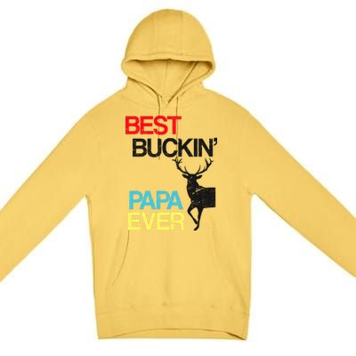 Vintage Best Buckin Papa Hunting Premium Pullover Hoodie