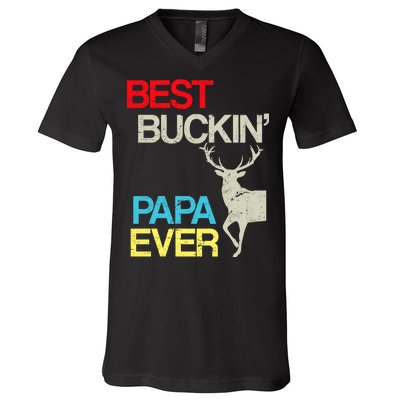 Vintage Best Buckin Papa Hunting V-Neck T-Shirt