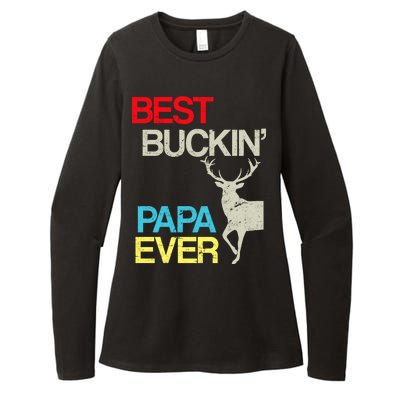 Vintage Best Buckin Papa Hunting Womens CVC Long Sleeve Shirt