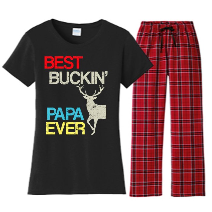 Vintage Best Buckin Papa Hunting Women's Flannel Pajama Set