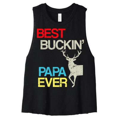 Vintage Best Buckin Papa Hunting Women's Racerback Cropped Tank