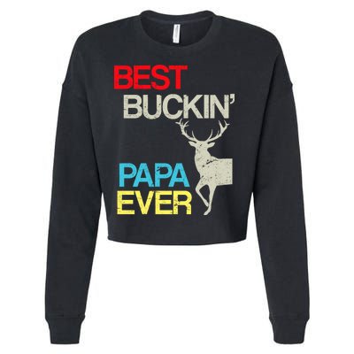 Vintage Best Buckin Papa Hunting Cropped Pullover Crew