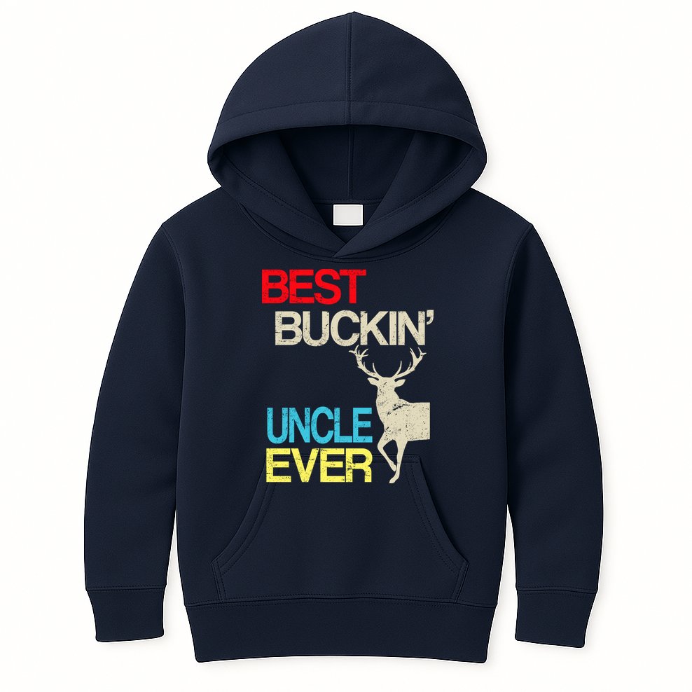 Vintage Best Buckin Uncle Hunting Kids Hoodie