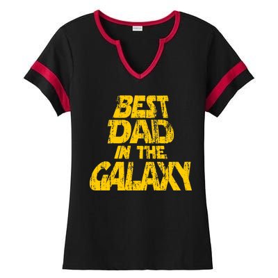 Vintage Best Dad In The Galaxy Ladies Halftime Notch Neck Tee