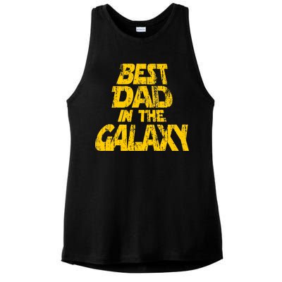 Vintage Best Dad In The Galaxy Ladies PosiCharge Tri-Blend Wicking Tank