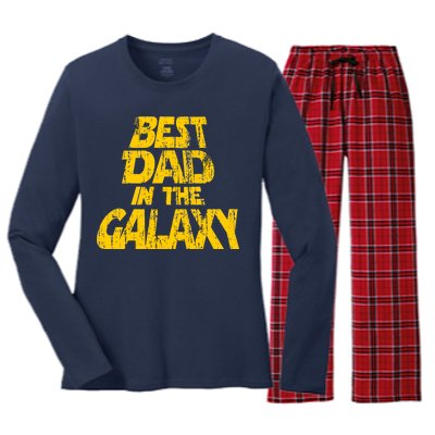 Vintage Best Dad In The Galaxy Women's Long Sleeve Flannel Pajama Set 