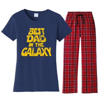 Vintage Best Dad In The Galaxy Women's Flannel Pajama Set