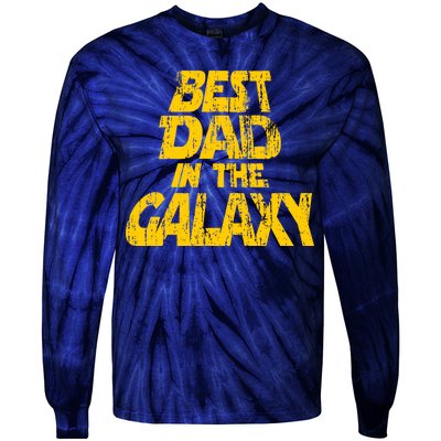 Vintage Best Dad In The Galaxy Tie-Dye Long Sleeve Shirt